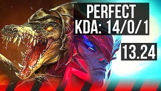 RENEKTON vs YONE TOP  1401 9 solo kills Legendary  KR Master  1324 [upl. by Anaitsirhc]