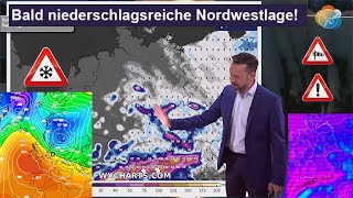 Met Winteranfang 202425 bald niederschlagsreiche Nordwestlage Wettervorhersage 0108122024 [upl. by Plate437]