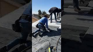 Installing shingles as a team🏡 roofing construction homedecor [upl. by Damien788]