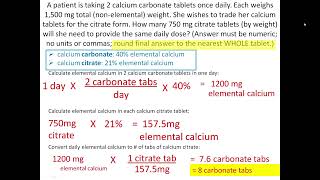 Naplex Practice Calculation level difficulty medium  calcium carbonate to calcium citrate [upl. by Down]