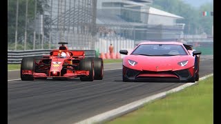 Ferrari F1 2018 vs Lamborghini Aventador  Monza [upl. by Torruella]