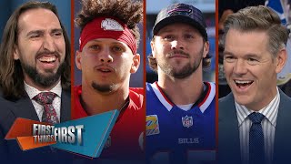 Chiefs underdogs vs Bills Can Mahomes pass Allen in MVP odds with a win  FIRST THINGS FIRST [upl. by Fitzger]