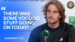 Stefanos Tsitsipas immediate reaction after French Open elimination to Carlos Alcaraz 💔 [upl. by Adihsar]