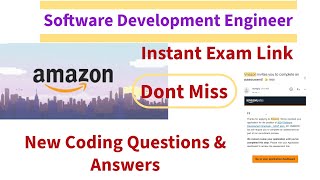 Amazon New Coding Answers  Live Assessment SDE  Instant Exam Link  Free Exam Answers Coding [upl. by Anwahsak]