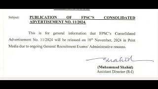 FPSC Jobs Update I FPSC New Advertisement I FPSC Information I November 2024 Jobs [upl. by Naquin99]