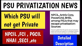 PSU which will be safe from Privatization 16 new strategic sector NPCIL PGCIL safe from Private [upl. by Okia]