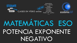 Potencia de exponente negativo entero  MATEMÁTICAS ESO  academia JAF [upl. by Lael]