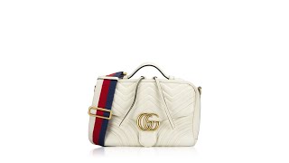 Gucci GG Marmont Matelasse Sylvie Web Small Top Handle Shoulder Bag White [upl. by Edythe]