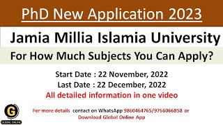 How Much Subjects You Can Apply for PhD at Jamia Millia Islamia UniversityNew PhD Form at JMI23 [upl. by Annaegroeg]