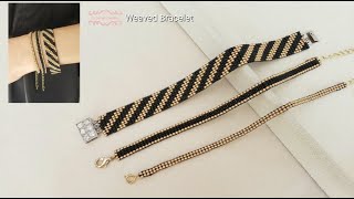 How to make a weaved bracelet without jewelloom Beading Tutorials Beads Jewelry Making Handmade [upl. by Corbet802]