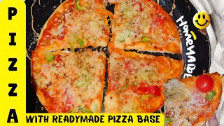 Cheese loaded readymade base pizza recipe  Homemade Pizza with readymade base 😋 [upl. by Amre]