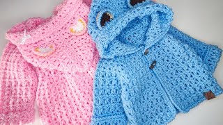 Crochet 89 How to crochet quot Cozy hoodiequot for baby girls and boys  Part 2 [upl. by Nnaeus823]