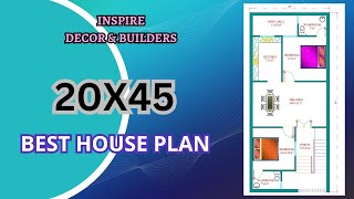 20X45 Building Plan II 900 Sq Ft House Plan II North Facing Home Map II 20X45 Makaan Ka Naksha [upl. by Gordy]