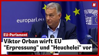 Vor Rede im EUParlament Orban kritisiert EU und will TrumpSieg feiern [upl. by Ecikram228]