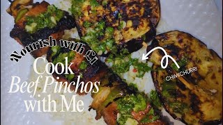 cook dinner with me beef pinchos amp grilled veggies [upl. by Yrrap]