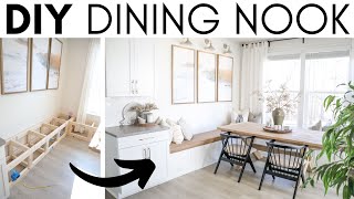 DIY BREAKFAST NOOK  HOW TO MAKE A DINING NOOK  BENCH SEATING TUTORIAL [upl. by Bolten436]