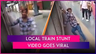 Mumbai Man Performs Dangerous Stunt While Boarding Local Train RPF Directed To Register Case [upl. by Akilegna609]