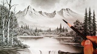 Beautiful landscape scenery drawing with pencil  Pencil drawing nature [upl. by Aicilehp]