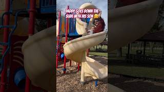 Daddy helps kid go down slide bestdad fatherandson park father toddler fatherlove dadlife [upl. by Ayotan]