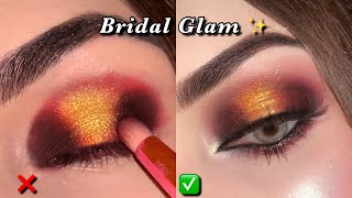 Red and Golden Bridal Eye Makeup Tutorial  Pakistani Barat Bride Look 😍 [upl. by Niletac531]