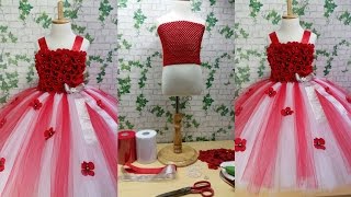 Red amp White Flower Girl Tutu Dress Tutorial 0092store tutudresstutorial [upl. by Tapes]