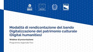 Presentazione modalità di rendicontazione del bando Digitalizzazione del patrimonio culturale [upl. by Suirrad]