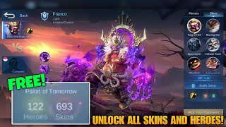 UNLOCK ALL SKINS AND HEROES FOR FREE WITHOUT USING INJECTOR IN MOBILE LEGENDS [upl. by Ellehcil]