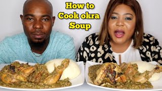 How to cook oilless Okra soup And How to make fufu [upl. by Rachaba485]