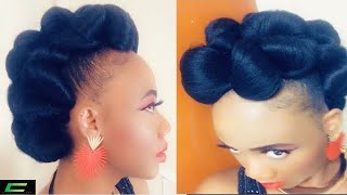 DIY QUICK AND EASY NATURAL UPDO HAIRSTYLE  BRAIDED MOHAWK UPDO [upl. by Einnus209]