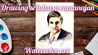 How to draw Srinivasa ramanujan watercolor art by Yashas [upl. by Grove]