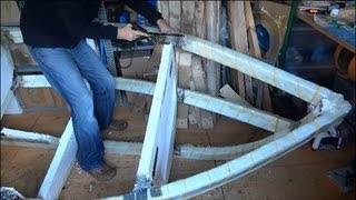 Experimental Boat Building Part 4 Fiberglassing the Frame with woven roving and resin [upl. by Randie]