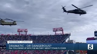 Dramatic  or dangerous Flyover at Titans game draws scrutiny [upl. by Oilalue887]