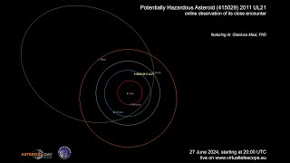 Potentially Hazardous Asteroid 415029 2011 UL21 close encounter online observation – 27 June 2024 [upl. by Desberg459]