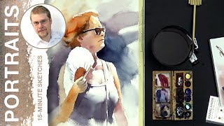 91 Summer Portrait Watercolor Portrait Tutorial [upl. by Eiramllij715]