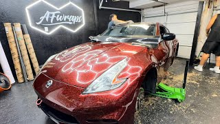 Nissan 370Z wrapped RED FORGED CARBON FIBER [upl. by Sidoma810]