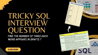 Tricky SQL Interview Question  Number of times each word appear in draft  CROSS APPLY Function [upl. by Nunnery]