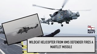 A Wildcat HMA2 from HMS Defender D36 fires the new Martlet missile [upl. by Annam]