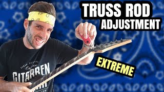 Truss Rod Adjustment EXTREME  Cracking Electric Guitar Neck [upl. by Enirehtahc]