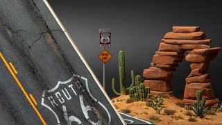 Diorama US Route 66Creating a DesertImitation of asphalt [upl. by Virnelli]