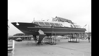 IOW Red Funnell quotShearwaterquot Hydrofoil Passenger Ferry 1988 [upl. by Leoj]