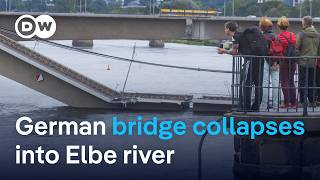 Germany Carola Bridge in Dresden collapses into Elbe river  DW News [upl. by Honeywell]