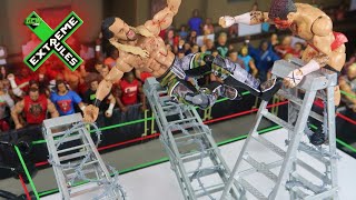 Barbed Wire Ladder Match Xtreme Championship WWE Action Figure Match [upl. by Tada]