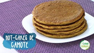 HOT CAKES DE CAMOTE 🍠  Comer Vegano [upl. by Anelaj]