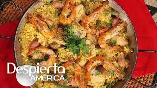 Receta de paella valenciana en solo 5 pasos  Cocineros Latinos [upl. by Moss]