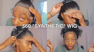 60 SYNTHETIC 360 LACE WIG INSTALL FLAWLESS [upl. by Zoa]