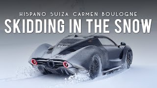 Electric HYPERCAR SKIDDING in the SNOW  Hispano Suiza [upl. by Deer829]