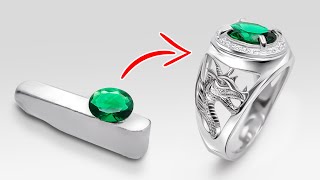 How to make Silver Signet Dragon ring  How its made Jewellery [upl. by Sulamith931]