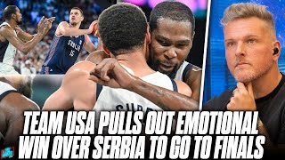 Team USA Basketball Rallies To Beat Serbia Kevin Durant Celebrates Pretty Hard  Pat McAfee Reacts [upl. by Lua]