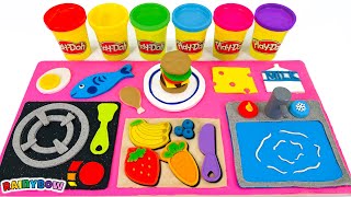 Making a Toy Kitchen Fruit Vegetables and Foods with Play Doh [upl. by Eidnim375]