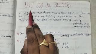 BJT AS A SWITCHBtechEDCJNTUAExplanation in Telugu [upl. by Derrick]